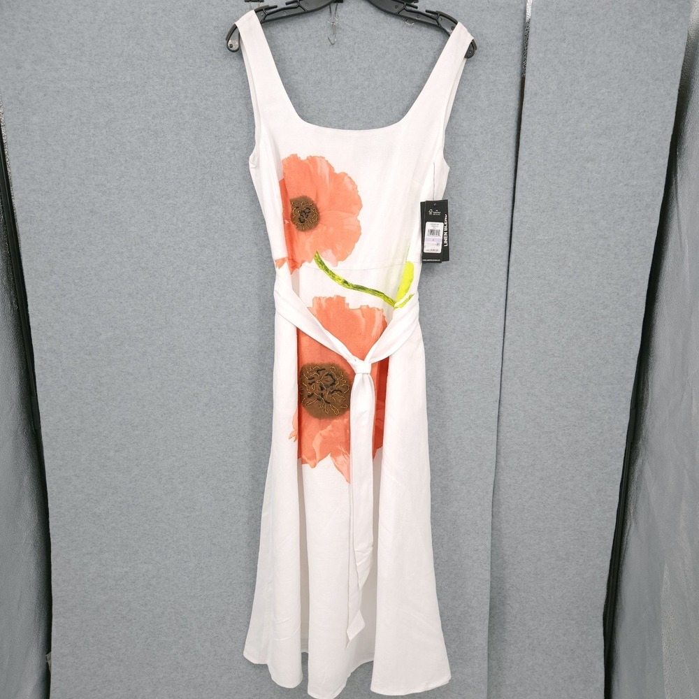 Karl Lagerfeld Paris Floral Print Blend A Line White Dress Womens Size 6 NWT - Picture 1 of 8